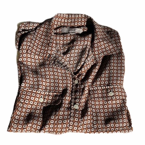 LOFT | Orange Floral Button Down Blouse - Picture 5 of 6